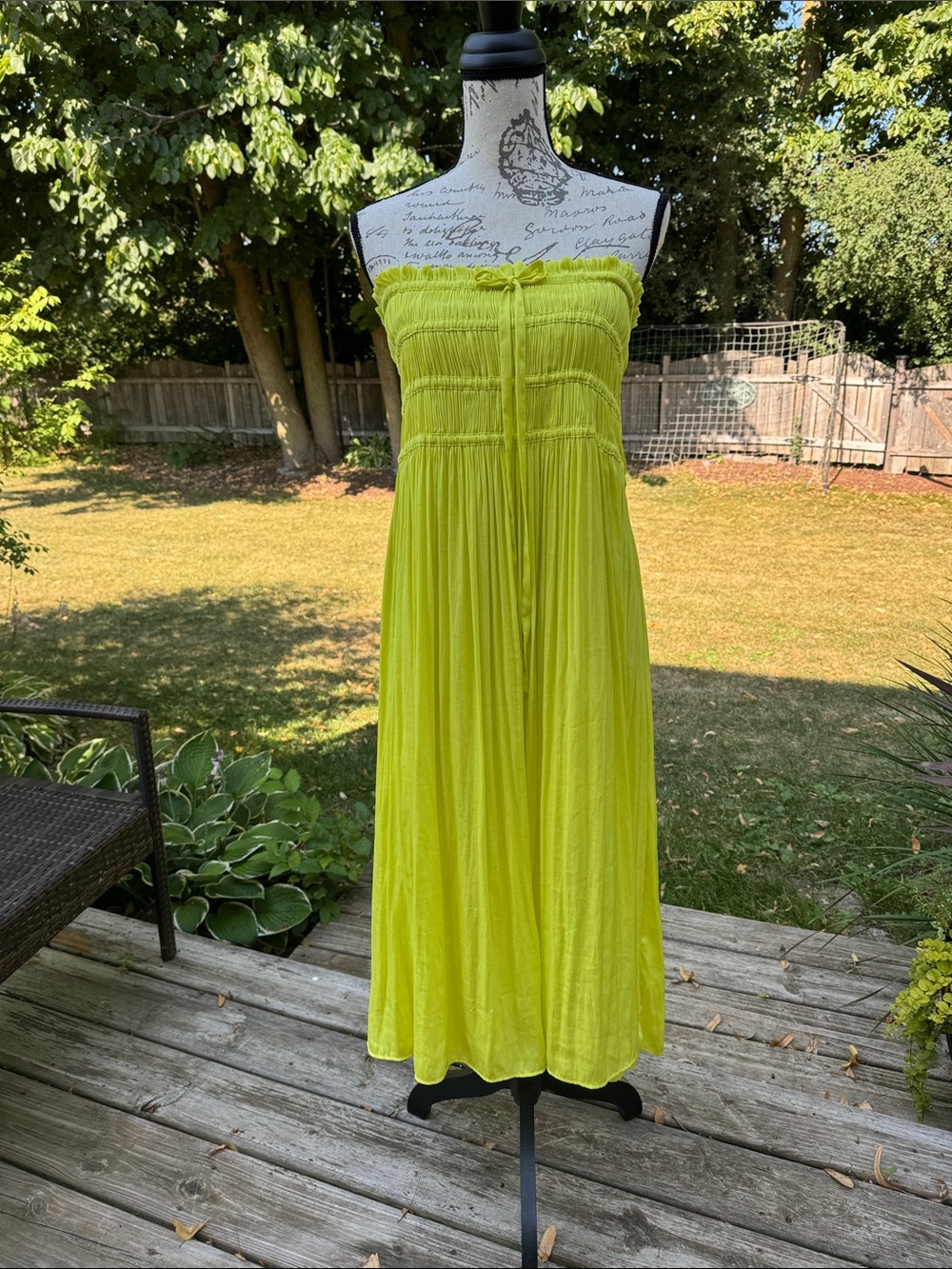 Strapless Neon Lime Green Summer Maxi Dress